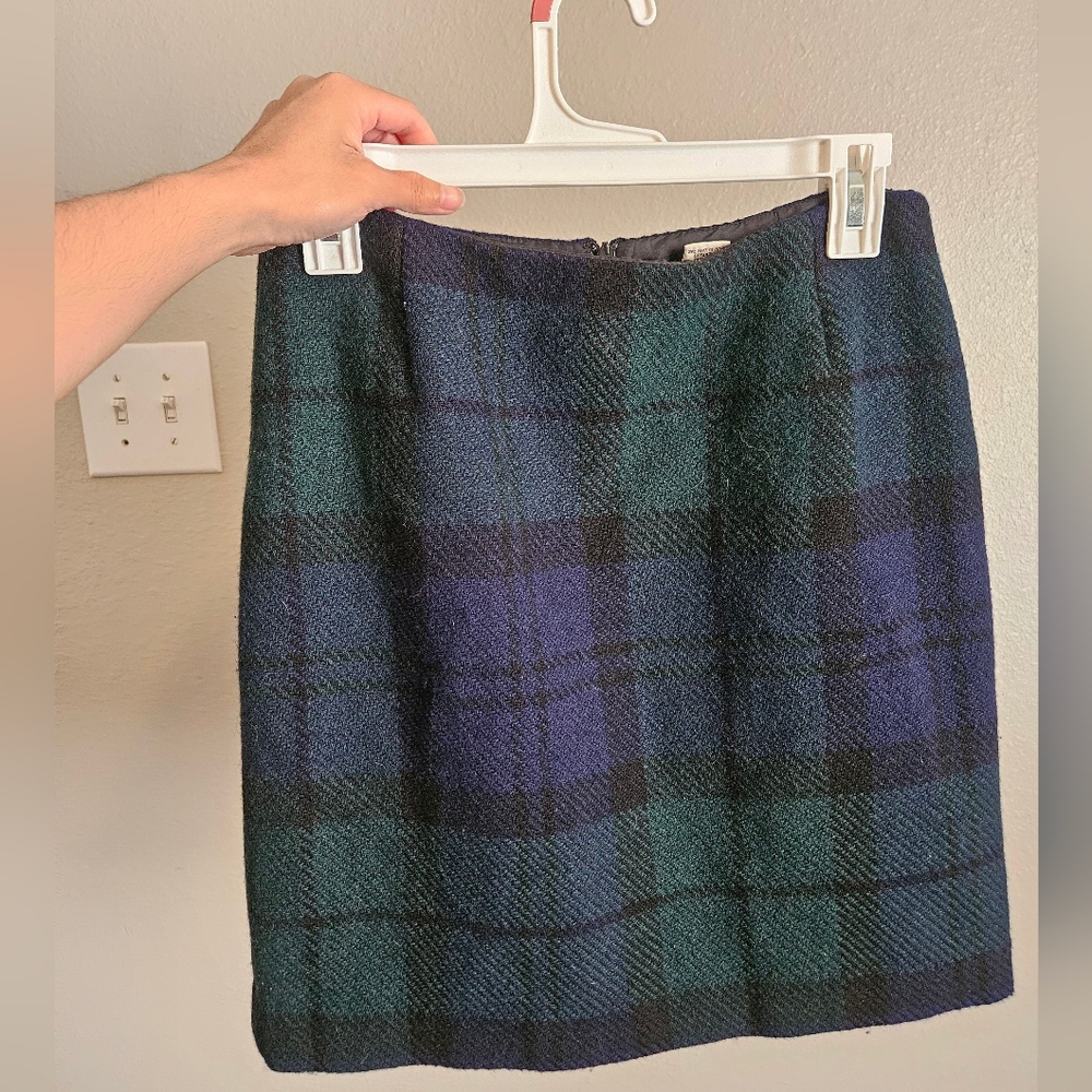Eddie Bauer Wool Blend Plaid Skirt